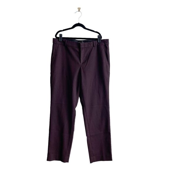 Banana Republic Reegan Pants Burgundy Trousers Mid-Rise Slim Fit Women's 10 - Picture 3 of 12
